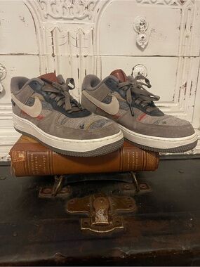 Nike Pendleton Custom Grey Suede Swoosh Low-Top Sneakers